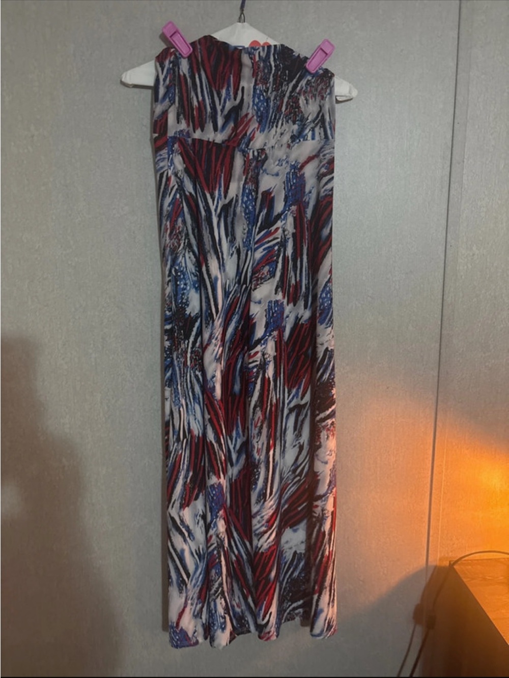 Honey and Lace Abstract Maxi Skirt in Red, Blue and White